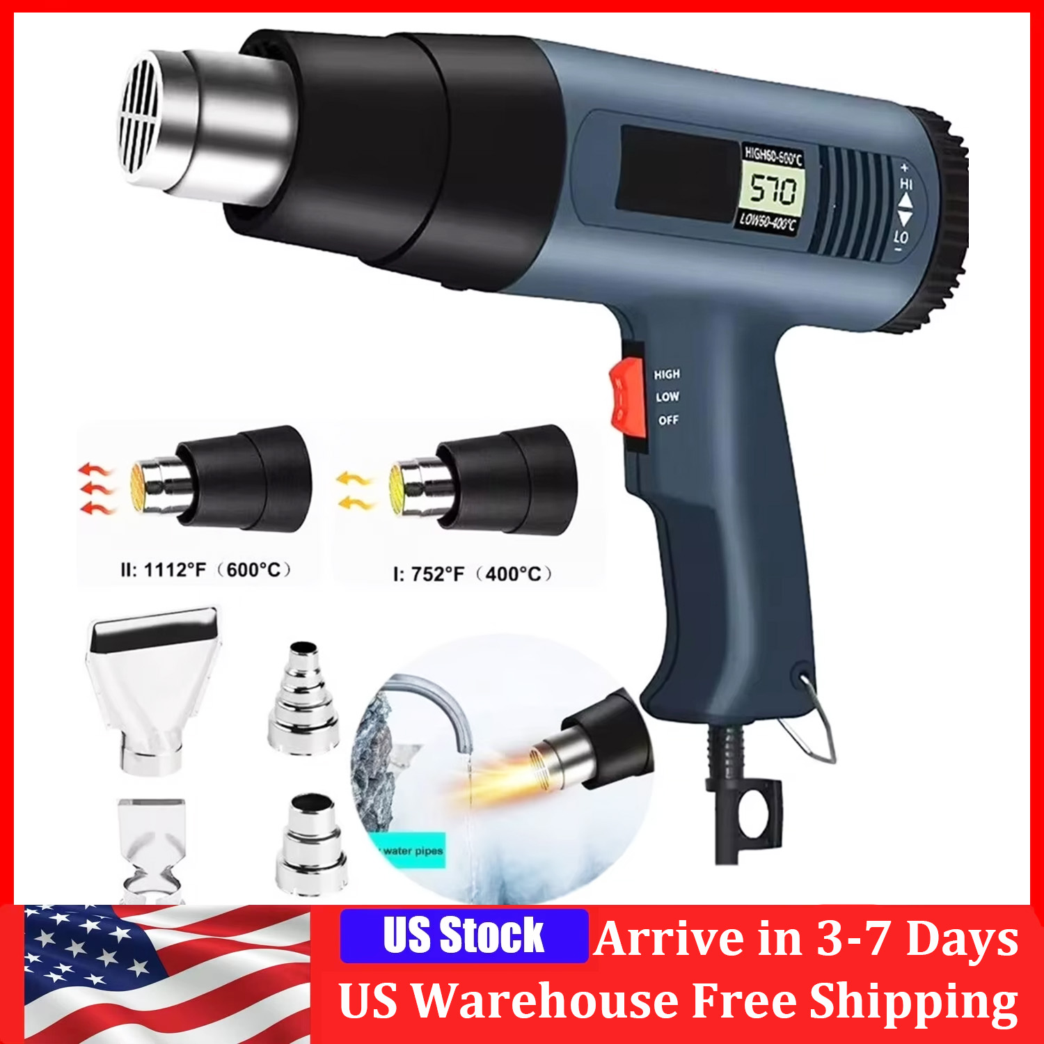 Heat Gun Variable - Pistolet thermique électrique 2000W avec écran