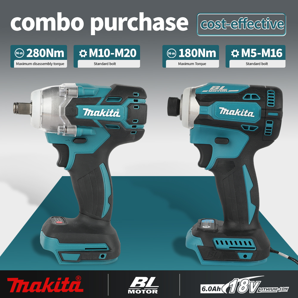 Power Tools Impact Wrench - Kit combiné sans fil Makita DTW285+DTD171,